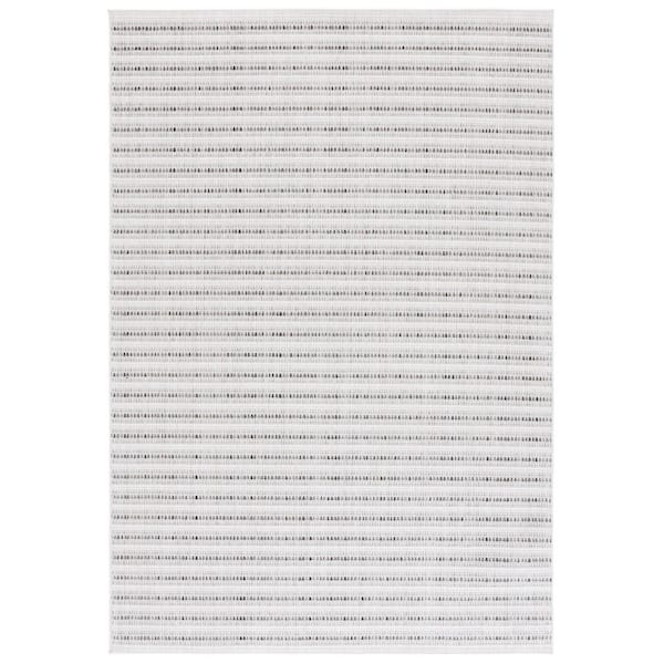 Martha Stewart Serenity 8 ft. x 10 ft. Ivory/Charcoal Muted Striped Area Rug