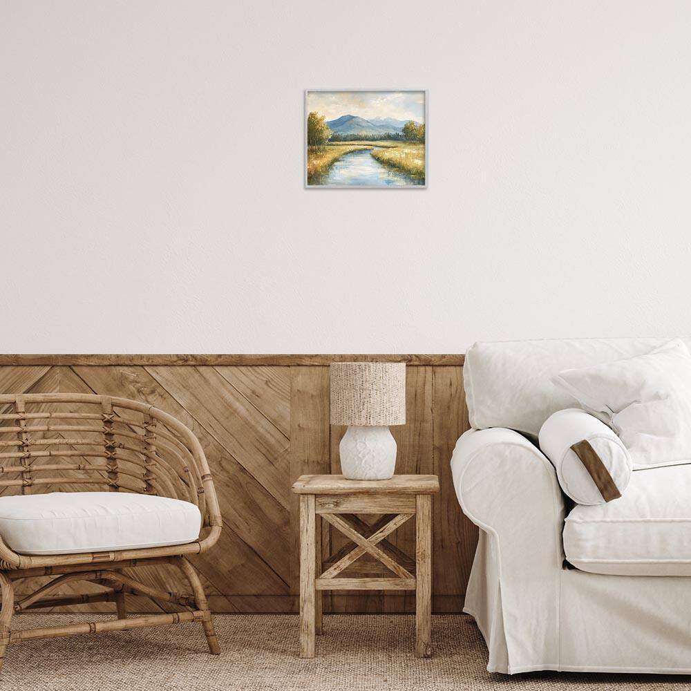 River Bend with Tall Grass by Petal Prints Design Gray Framed Nature Giclee Art Print 11 in. x 14 in. price history on PriceWatchPro