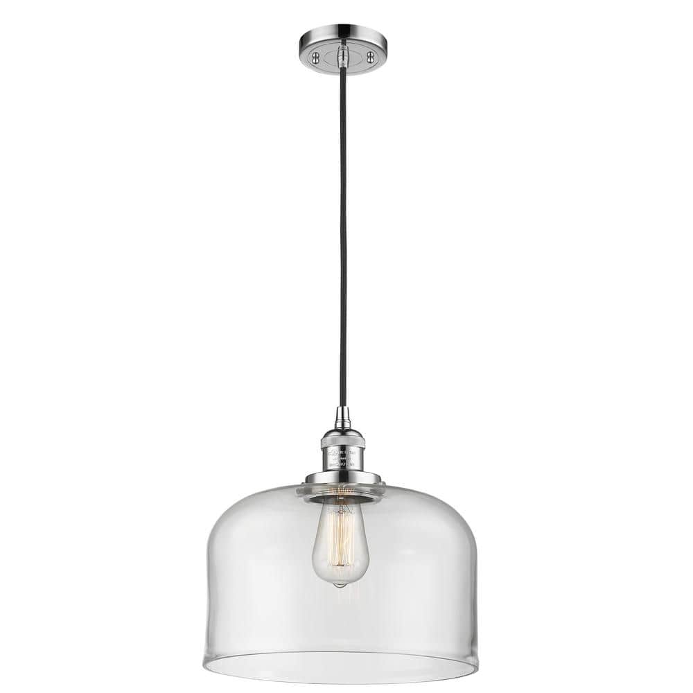 Mini Bell Polished Chrome 8" Bowl Pendant with Clear Glass