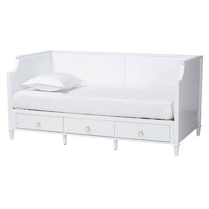 Baxton Studio Neves White Twin Daybed with Trundle 158 96449658 HD