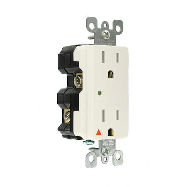 Leviton Decora Plus 15 Amp 125 V Surge Protective Isolated Ground Duplex Outlet/Receptacle, White (1-Pack) 5280-IGW