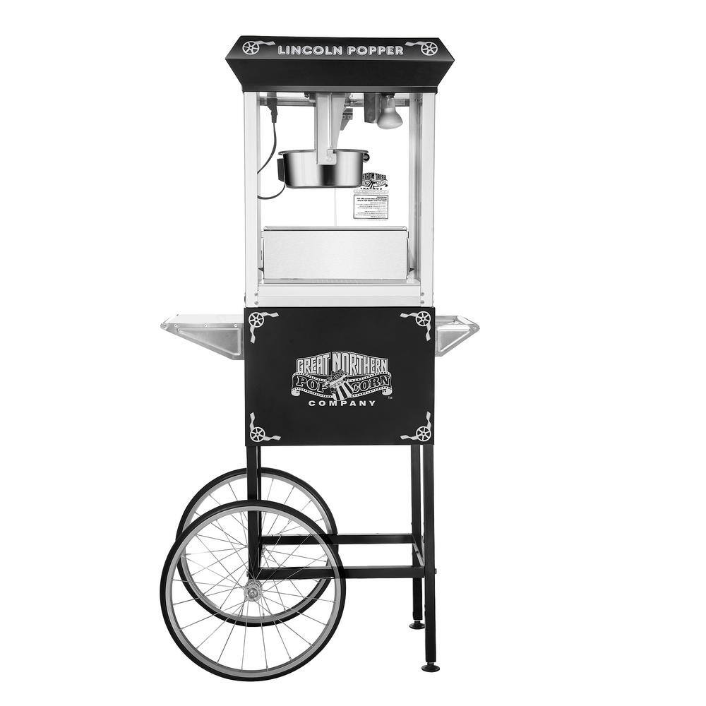 Lincoln 8 oz Black Steel Popcorn Machine with Cart