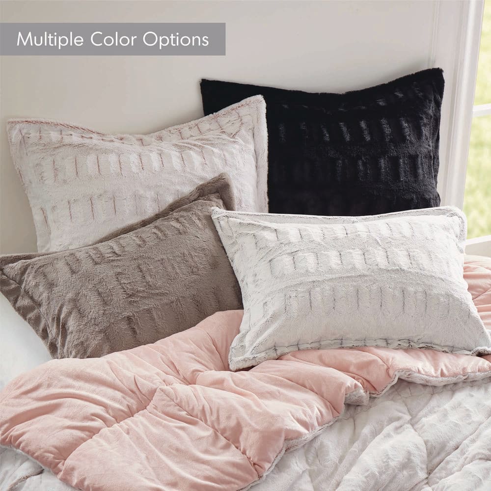 Blush King Faux Fur Reversible Bedspread Set