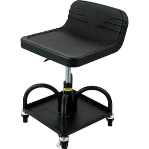 Rolling Shop Stool 300 Lbs. Load Mechanic Seat 15.7 to 20.5 in. with 360° Swivel Wheels Tool Tray for Workshop, Black