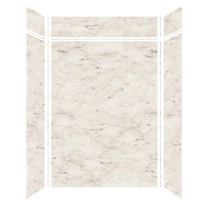 60 in. W x 96 in. H x 36 in. D 6-Piece Glue to Wall Alcove Shower Wall Kit with Extension in Biscotti Marble Velvet
