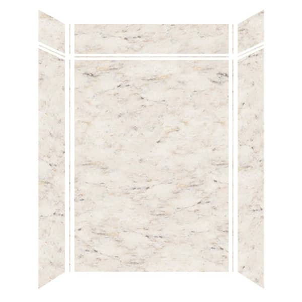 Transolid 60 in. W x 96 in. H x 36 in. D 6-Piece Glue to Wall Alcove Shower Wall Kit with Extension in Biscotti Marble Velvet