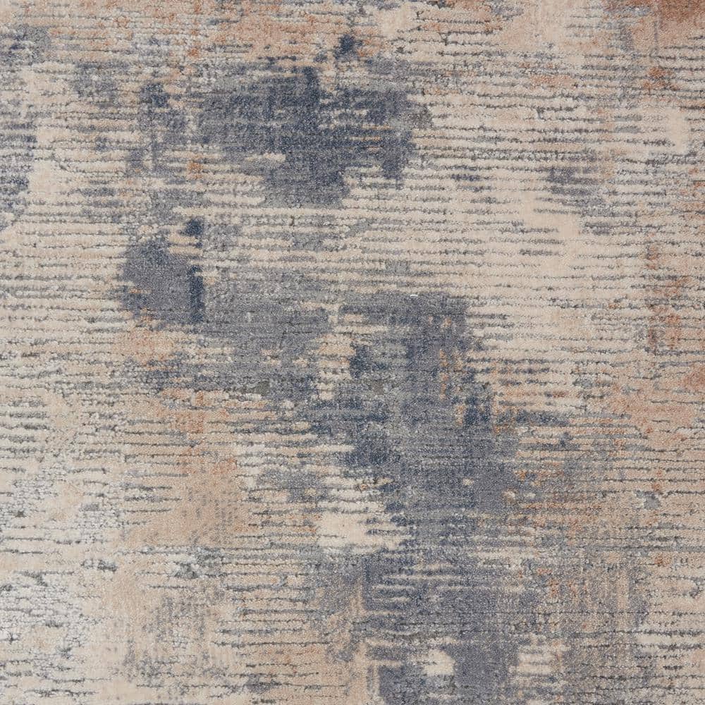 Abstract Grey and Beige Synthetic 5'3" x 7'3" Easy Care Rug