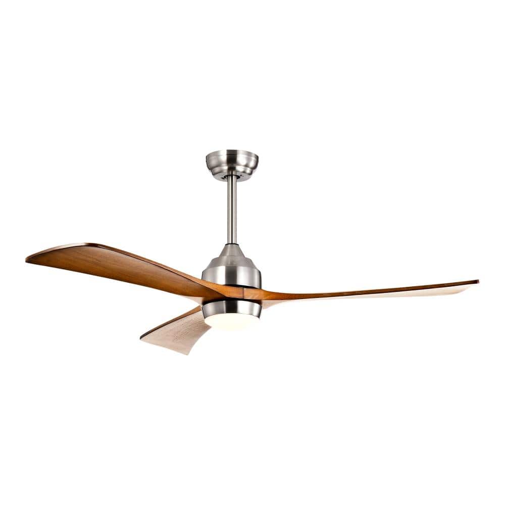 52 in. Indoor/Outdoor Brown Wood Downrod Mount Standard Ceiling Fan with LED Light and Remote Control price history on PriceWatchPro
