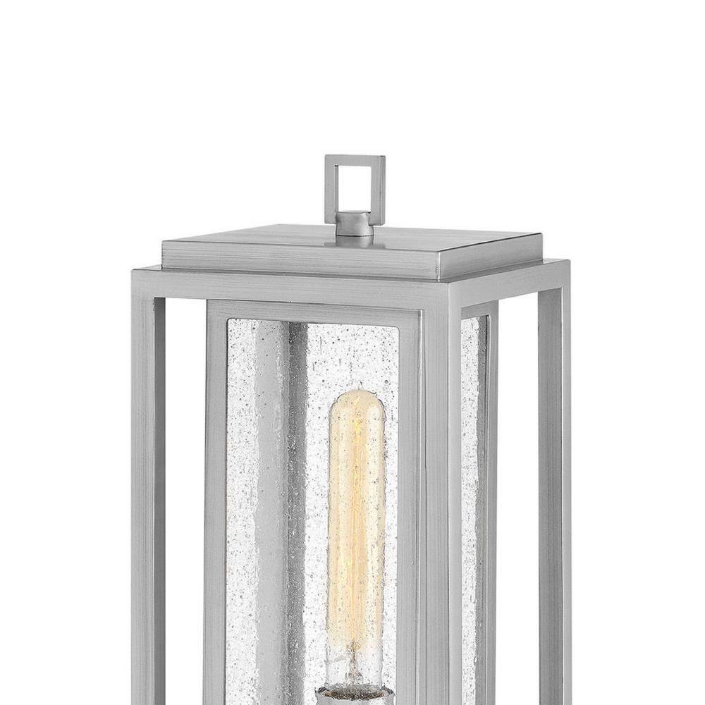 Satin Nickel Clear Seedy Glass Outdoor Pier Mount Lantern