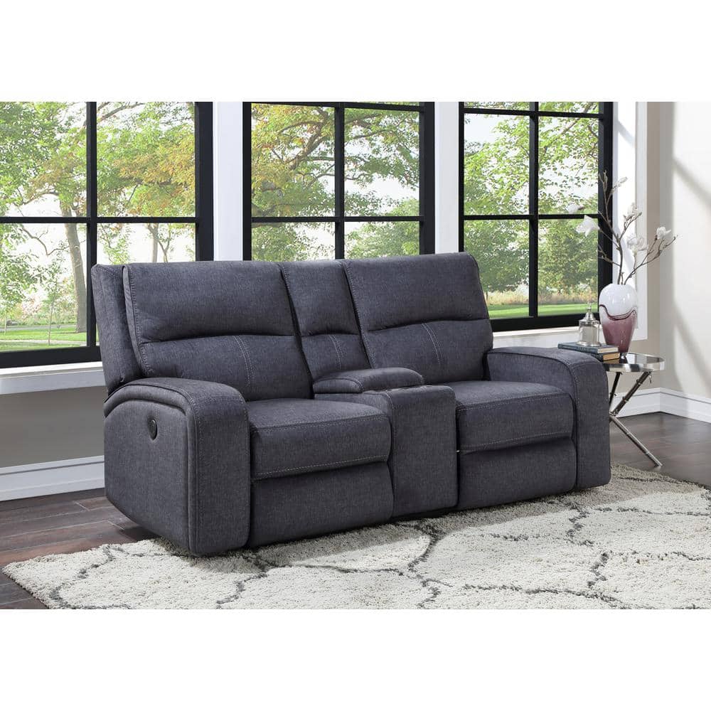 Gray Fabric Track Arm Loveseat with Wood Frame