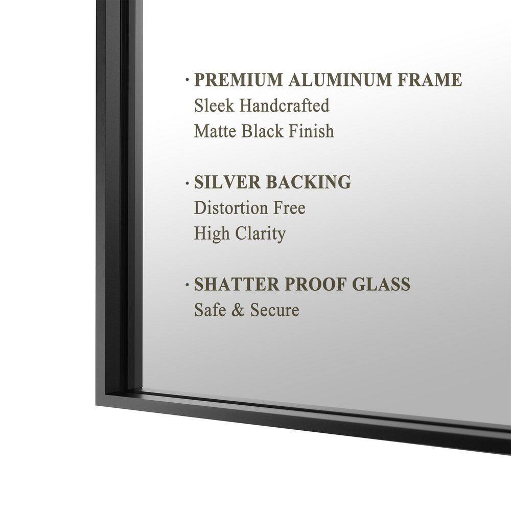 Elegant 36" Black Metal Frame Rectangular Mirror