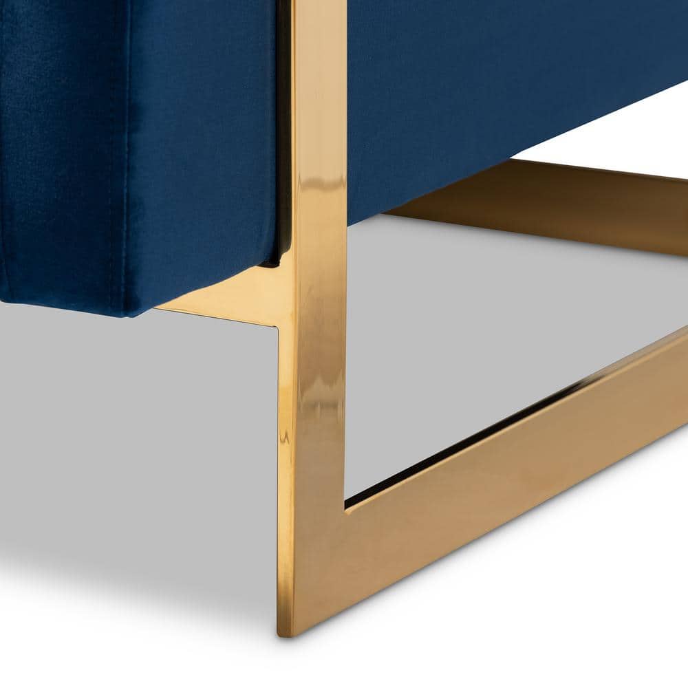 Luxurious Royal Blue Velvet & Gold Metal Accent Chair