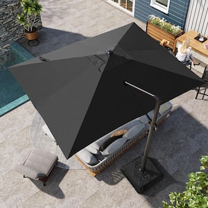 13 ft. x 10 ft. Rectangular Heavy-Duty 360-Degree Rotation Cantilever Patio Umbrella in Black