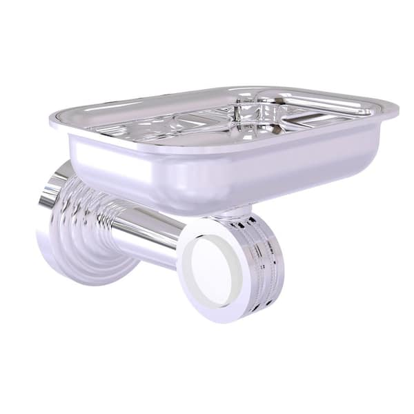 Allied Brass Pacific Beach Wall Mounted Soap Dish Holder with Dotted Accents in Polished Chrome