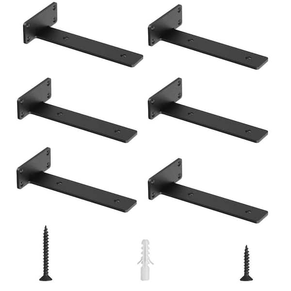 Angel Sar 8 in. Black Metal Floating Heavy Duty Industrial Shelf ...