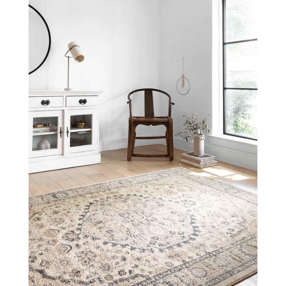 Natural and Light Grey Reversible Rectangular Synthetic Rug