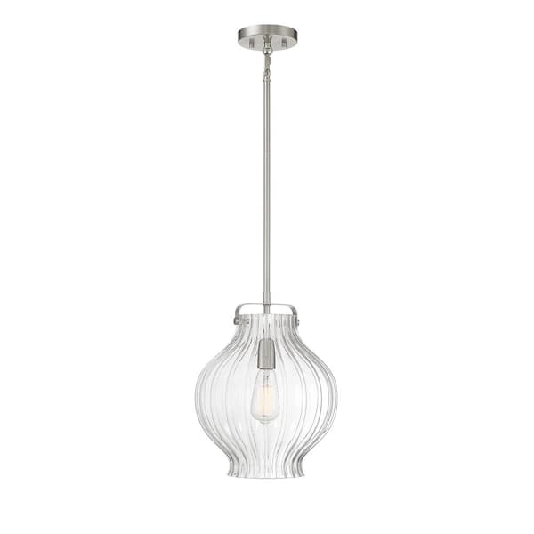 Savoy House 1 Light Brushed Nickel Shaded Pendant Light