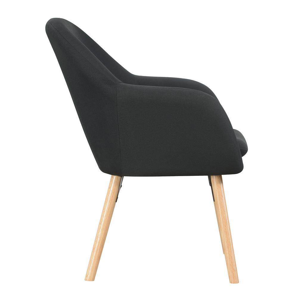 Charlotte Wingback Black Velvet Accent Chair with Sustainably Sourced Wood
