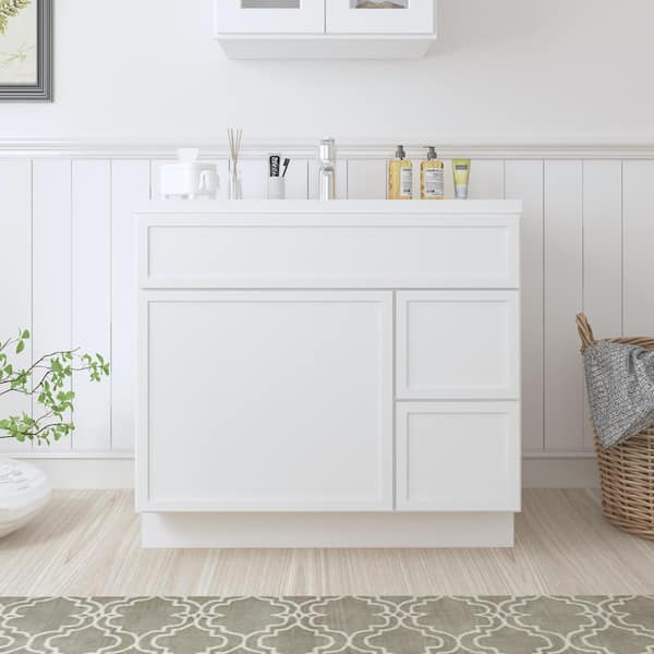 Vanity Art 36 in. W x 21 in. D x 32.5 in. H 2-Right Drawers Bath Vanity Cabinet without Top in White