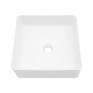 15.74 in. Square Ceramic Bathroom Vessel Sink Porcelain Above Counter Art Basin