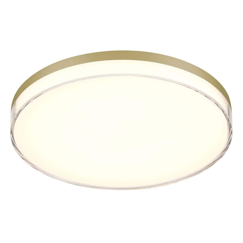 Ashen Brass 13" LED Flush Mount Light with Clear Acrylic Shade