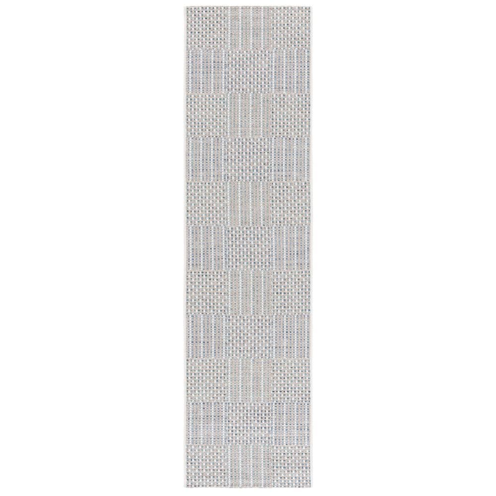 SAFAVIEH Sisal All-Weather Aqua/Beige Ivory 2 ft. x 8 ft