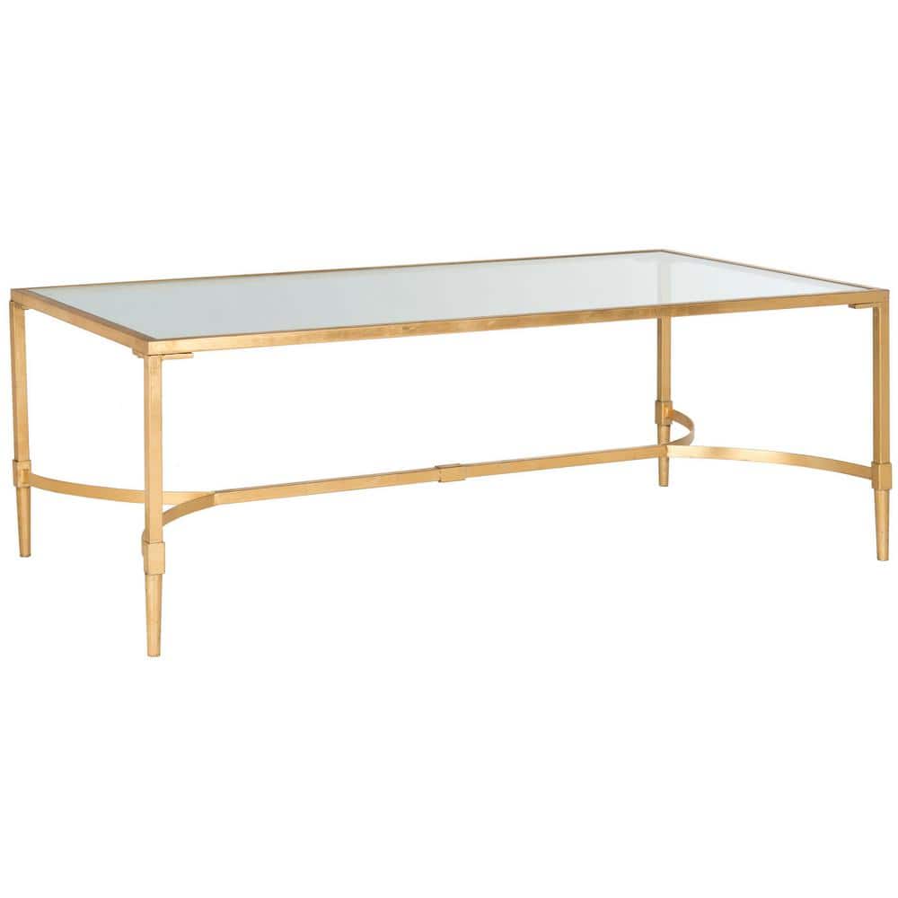 Transitional Antwan 50'' Gold Metal and Glass Coffee Table