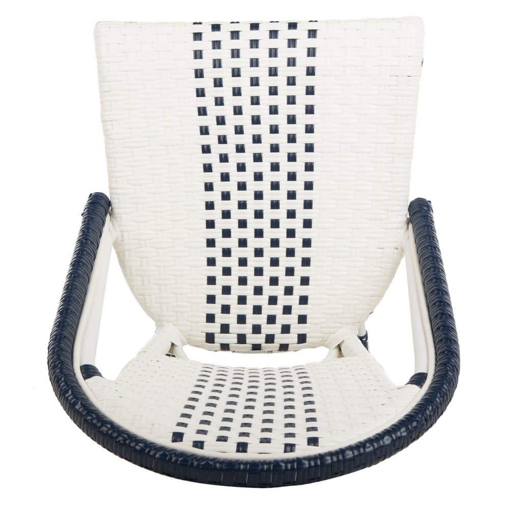 Zoya 18" Navy and White Wicker Side Chairs, Set of 2