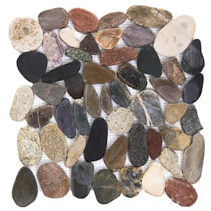Rivera Pebbles Natural Honed 12.01 in. x 12.01 in. x 11 mm Pebbles Mesh-Mounted Mosaic Tile (1 sq. ft.)