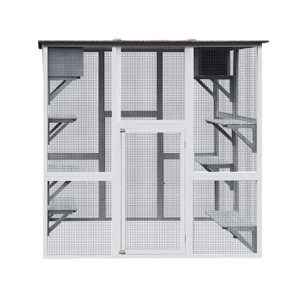Miscool Anky 71 in. Outdoor Cat House Wooden Catio Outdoor Cat Enclosure Large Solid Wood Cat Cage Playpen