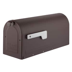 MB1 Rubbed Bronze, Medium, Steel Post Mount Mailbox with Silver Flag