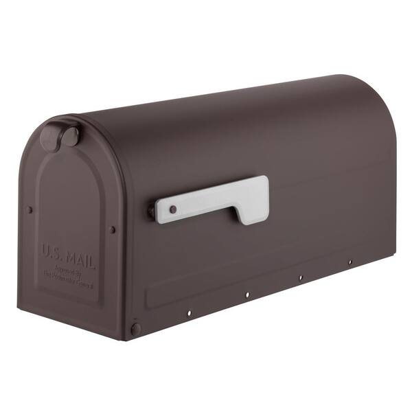 Architectural Mailboxes MB1 Post Mount Mailbox Rubbed Bronze with Silver Flag