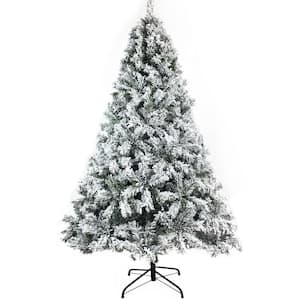 7.5 ft. Green Unlit Hinged Artificial Fir Snow Flocked Artificial Christmas Tree with 1346 Branch Tips