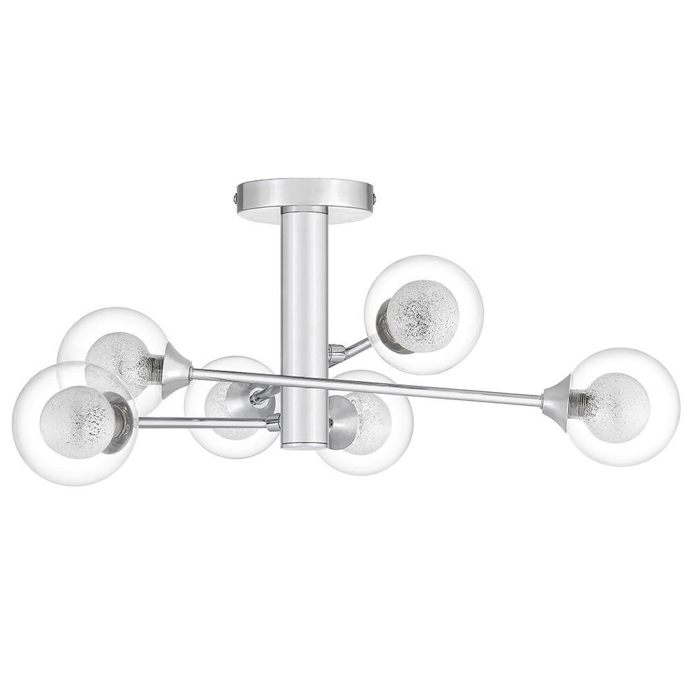 Modern Matte Black and Chrome Crystal LED Ceiling Light