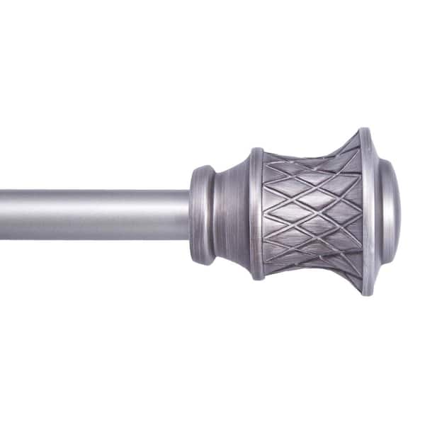 Kenney Fast Fit Easy Install Jamey 36 in. - 66 in. Adjustable Single Curtain Rod 5/8 in. Dia., Pewter with Trumpet Finials