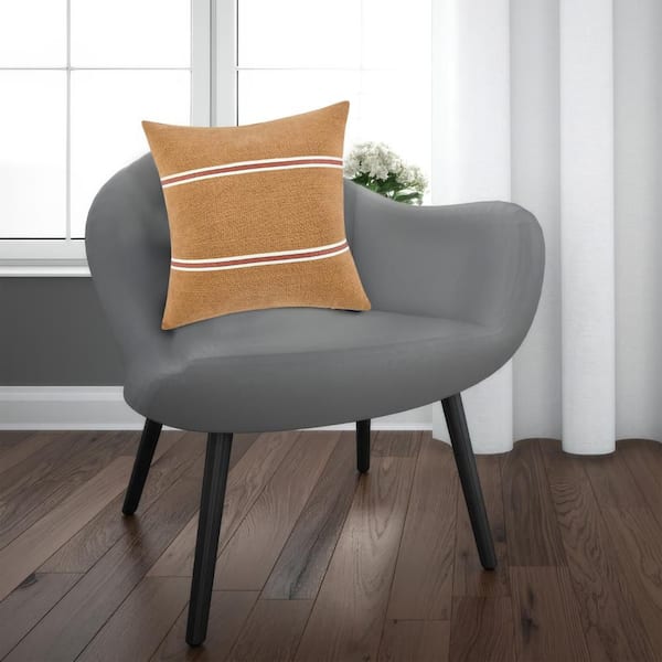 Chestnut Brown Square Cotton and Linen 22 in. X 22 in. Accent Throw Pillow