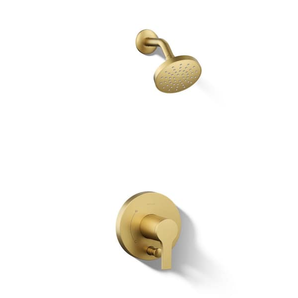 Elate 1-Handle Wall Mount Shower Trim Kit in Vibrant Brushed Moderne Brass (Valve Not Included)