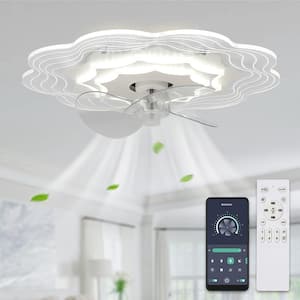 20 in. Smart Indoor Low Profile Dimmable White Ceiling Fan with Integrated LED and Remote