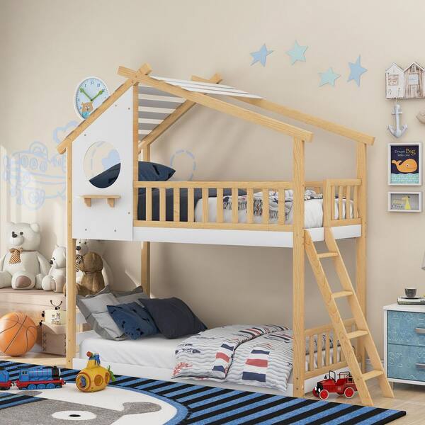 Full Bunk Bed Twin Over Metal Boys Girls Furniture Kids Bedroom Ladder Child New 
