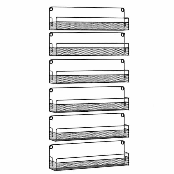 Wall Mounted Metal Spice Rack Organizer 6-Pack with 3 Depth Sizes for Cabinets and Pantry Doors OneAhead