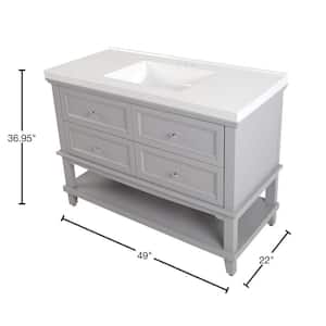 Teasian 49 in. W x 22 in. D x 37 in. H Single Sink  Bath Vanity in Sterling Gray with White Cultured Marble Top