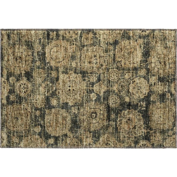 Mayfield Premium Machine Washable Indoor/Outdoor Geometric AMF634 Charcoal 1 ft. 8 in. x 2 ft. 6 in. Area Rug