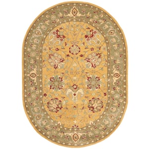 Antiquity Gold 5 ft. x 7 ft. Oval Speckled Border Area Rug