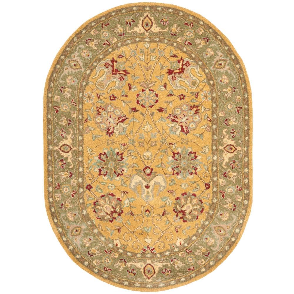 SAFAVIEH Antiquity Gold 8 ft. x 10 ft. Oval Speckled Border Area Rug