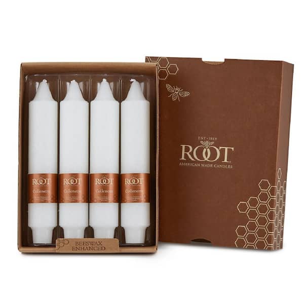 ROOT CANDLES 7 in. Timberline Collenette White Dinner Candle (Box of 4)