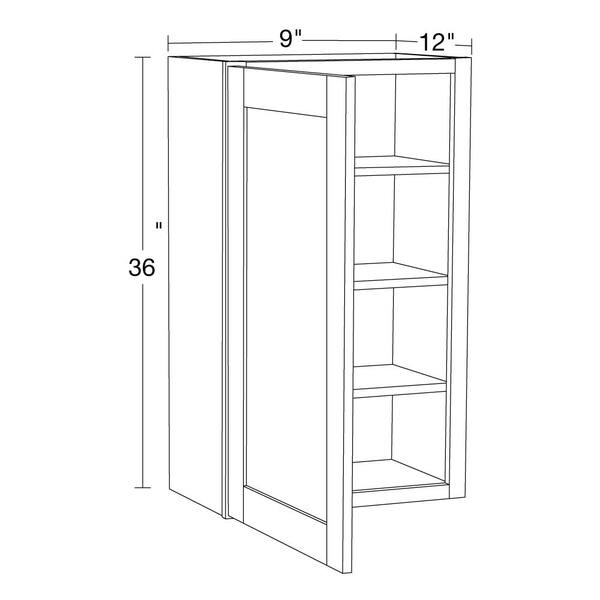 MILL'S PRIDE Richmond Vesuvius Gray Plywood Shaker Stock Ready to Assemble Wall Kitchen Cabinet Soft Close 9 in W x 12 in D x 36 in H