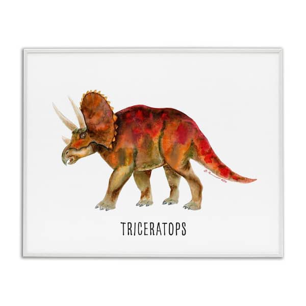 Triceratops Dinosaur Learning by Brett Blumenthal White Framed Animal Giclee Art Print 24 in. x 30 in.