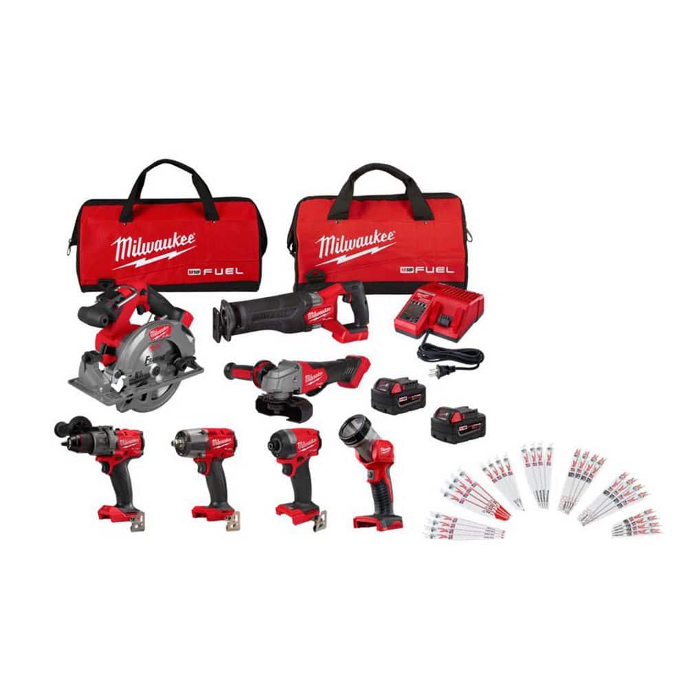 M18 FUEL 18V Brushless Cordless 7-Tool Combo Kit w/ (2) 5. 0Ah Batteries, Charger, 2 Bags with SAWZALL 32-Pc Blade Set price history on PriceWatchPro