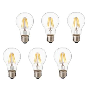 75-Watt Equivalent E26 A19 LED Dimmable Filament Light Bulb Warm White (Set of 6)