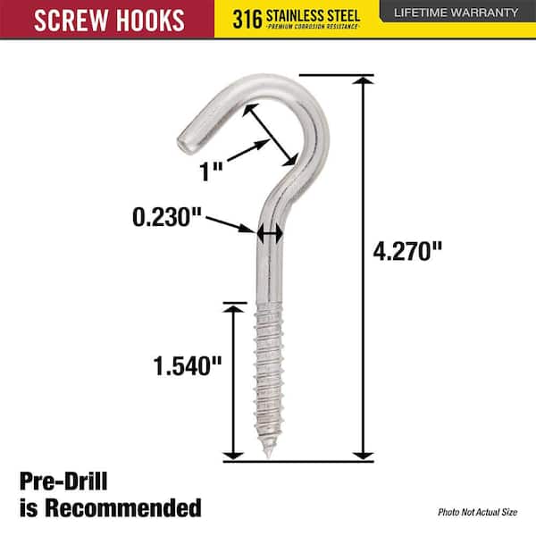 1 4 s hook weight capacity 304 Stainless Steel 3 Inch Hooks Hanging Loads up to 550 lbs Pcs Peerless Stainless Steel S Ratchet Strap S Hook with